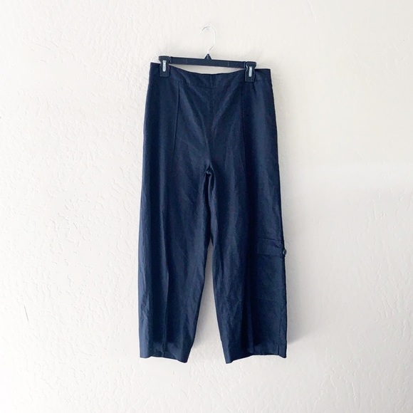 (5/$25✅) Coldwater Creek Black Linen Cropped Pants‎ - Picture 1 of 9